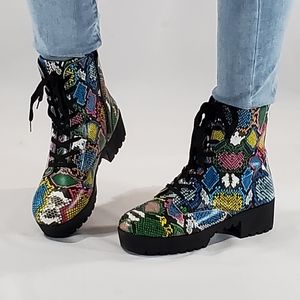Metallic Print Boots